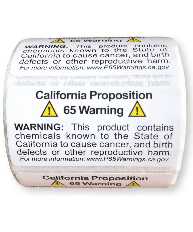 Merhoff & Larkin Prop 65 California Warning Labels 500 Count Roll | 1 by 2 Inch Size | Perforated Lines Between Labels for Easy Separating | Perfect for Products and Consumer Alerts | CA 2026 Edition Notice Stickers - Image 1